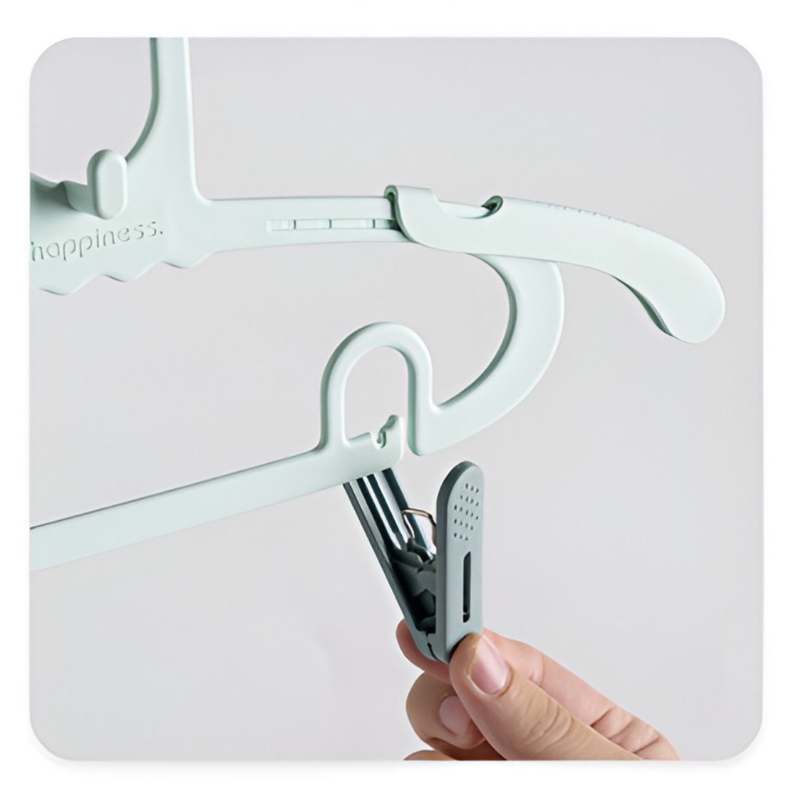 Set 10 de Cleme pentru Haine, Flippy, de Prindere pentru Pantaloni, Atasabile la Umerase, 1.6x2.3x6.35 cm, Verde