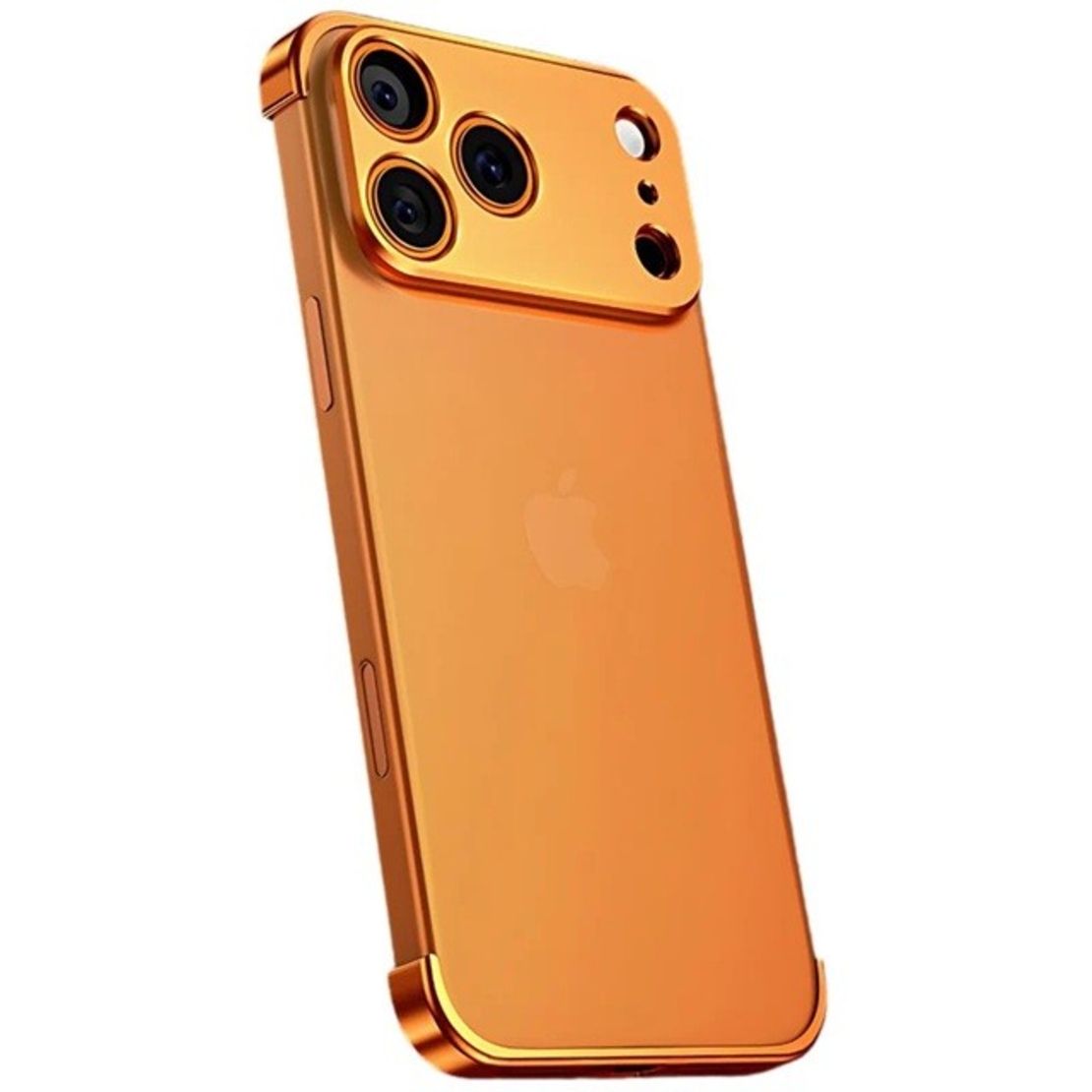 Carcasa de Telefon, Vafy, Compatibila Apple iPhone 17 Pro Max, Fara Rama, doar Colturi si Camera, din Metal, Grosime 0.1 mm, Portocaliu