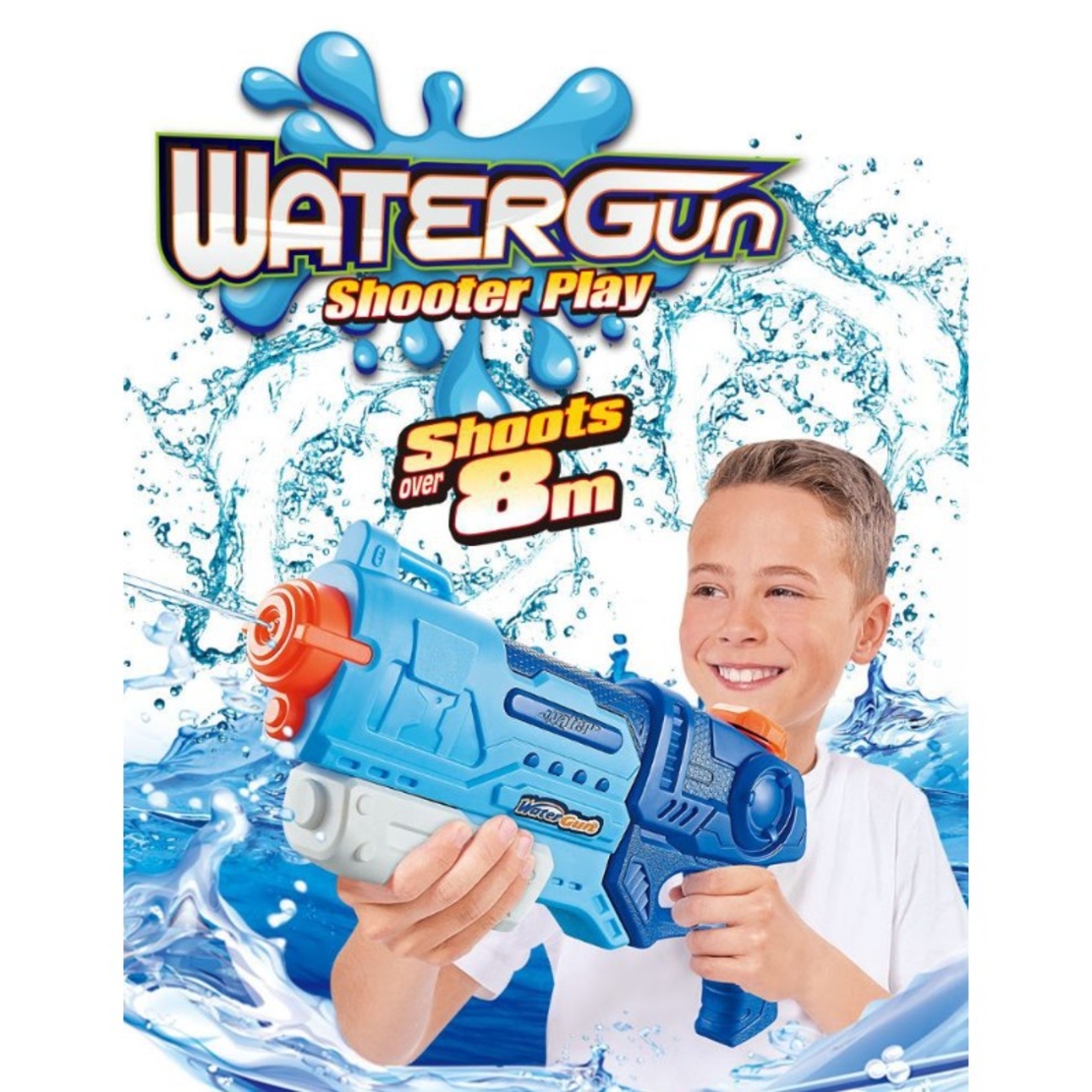 Pistol cu Apa pentru Copii, Rezervor, Pentru Piscina/Plaja, Flippy, 6ani+, Albastru, 990ML