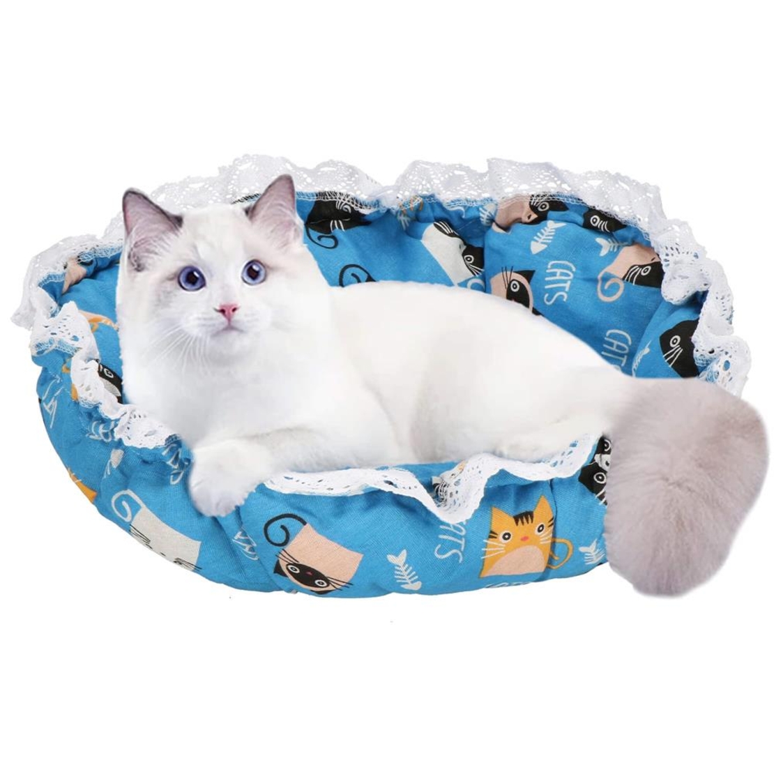 Culcus transformabil pentru pisici, tip saltea cu pereti, 73 cm, albastru