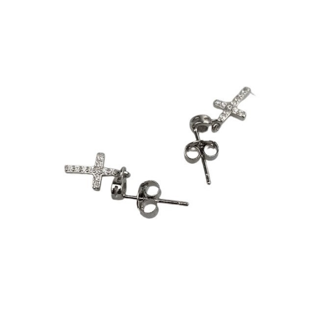 Cercei Argint 925 Cruce cu Pietre, 1.2 g