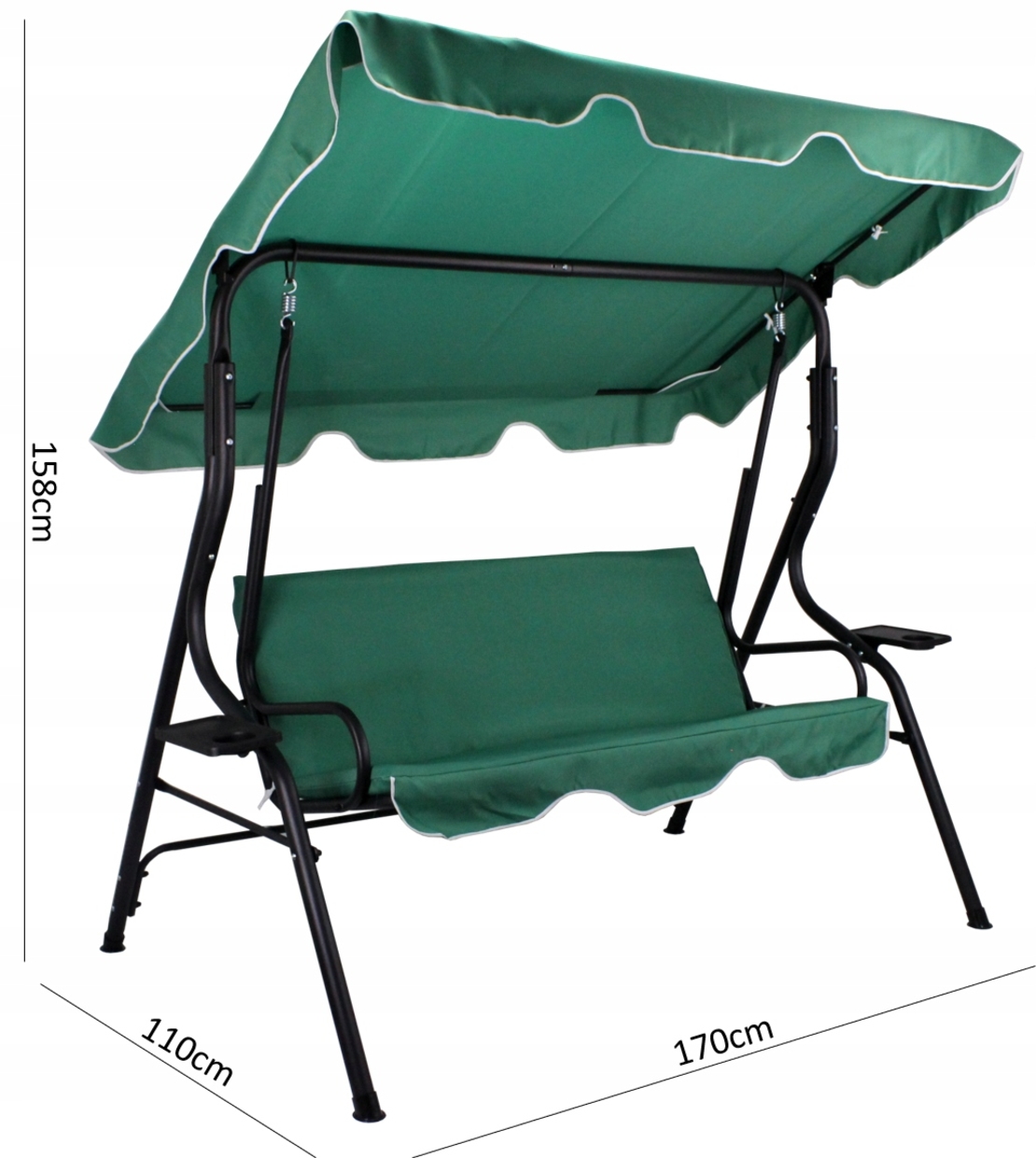 Leagan balansoar gradina Sersimo Modena, 3 locuri, 220kg, verde