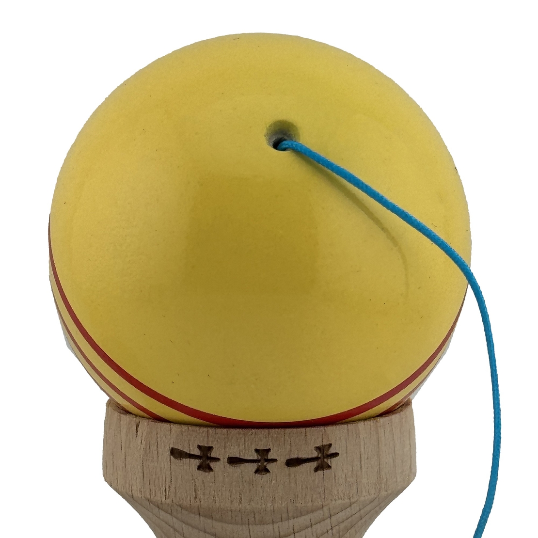 Kendama X Originala, Profesionala, Flippy, Big Cups V2, Super Sticky Legendary Cupe Mari, Rulment Metalic cu Ata 55 cm, Galben/Linii Rosii