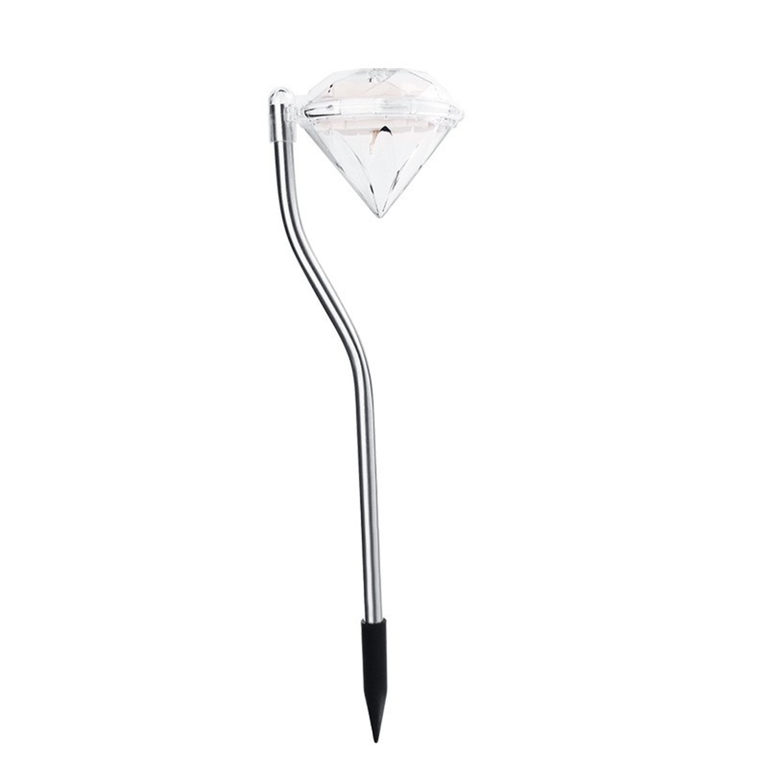 Lampa solara LED pentru Gradina, Flippy, Set 4 Bucati, Tip Diamant, Inaltime 30 x 9 cm, 2V, ABS, 600mAh, Lumina Alb Calda, Argintiu