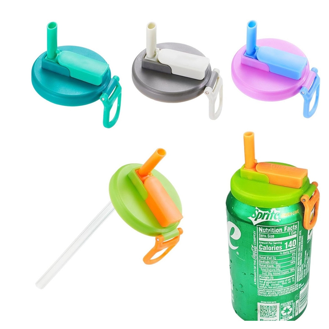 Capac Anti Varsare pentru Doze, Flippy, Model cu Pai Transparent, Reutilizabil, din Plastic, cu Maner Transportabil, 5.4 cm, Rozov
