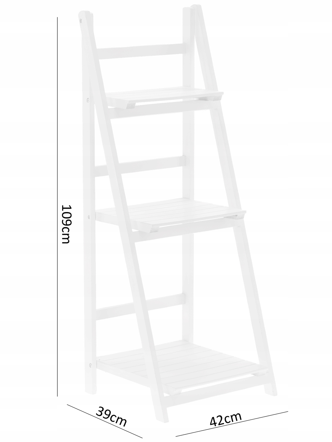 Biblioteca pliabila din lemn, 3 rafturi, 42x109x39 cm, alb