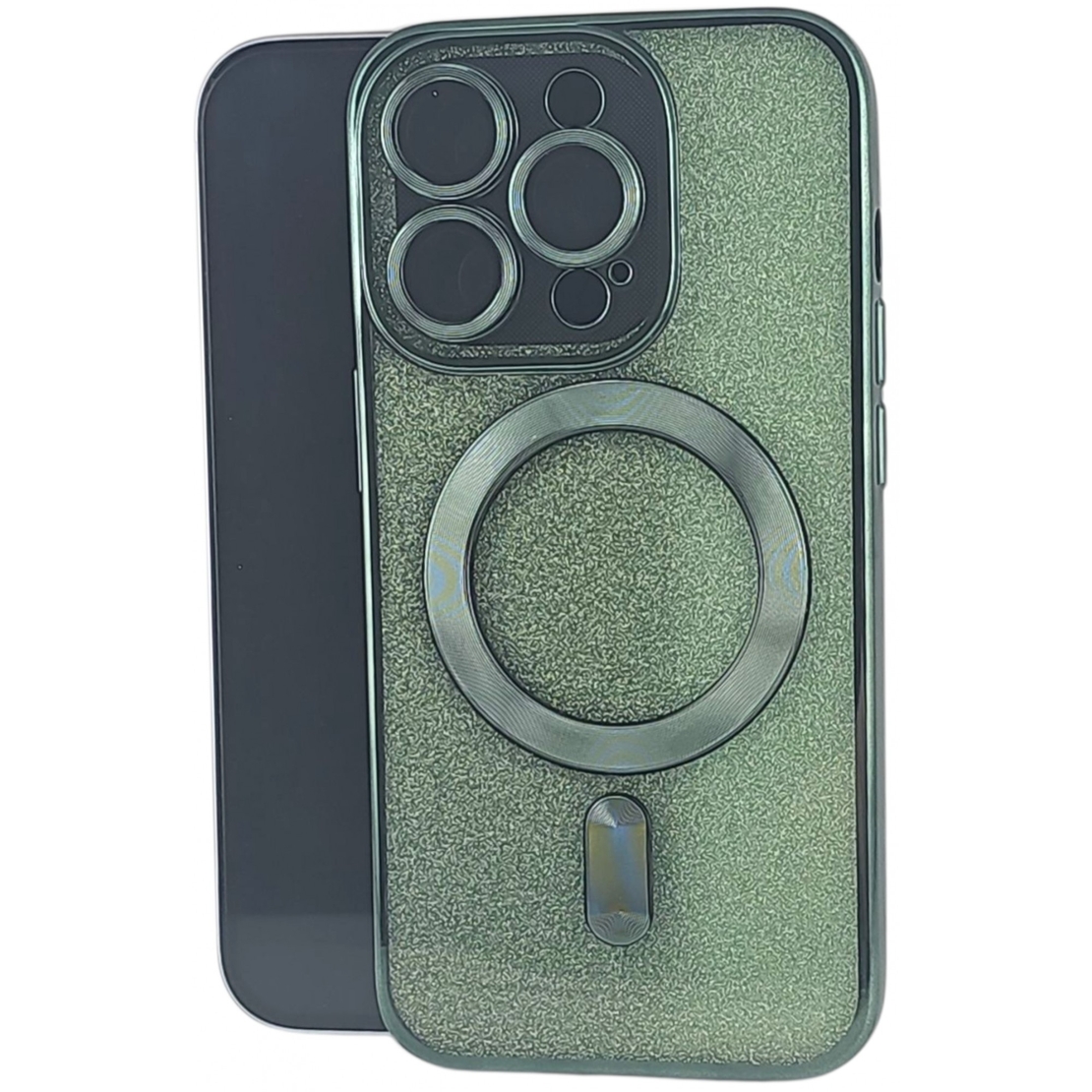 Husa de Protectie 2 in 1, Vafy, pentru Apple iPhone 15 Pro, Compatibila MagSafe, Magnetica, cu Protectie Lentila, din TPU, Verde