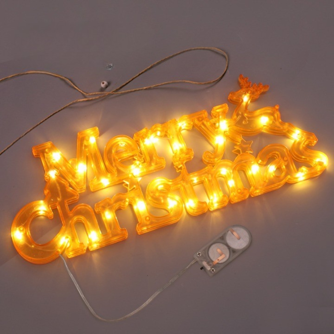 Instalatie LED de Craciun, Vafy, Litere 3D, Merry Christmas, Lumina Calda, 27.5 x 10.5 x 1.4 cm, Galben