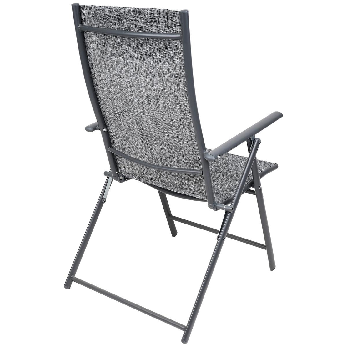 Set 2 scaune reglabile de gradina cu tetiera, textilene si cadru metalic, 57x68x106 cm, gri