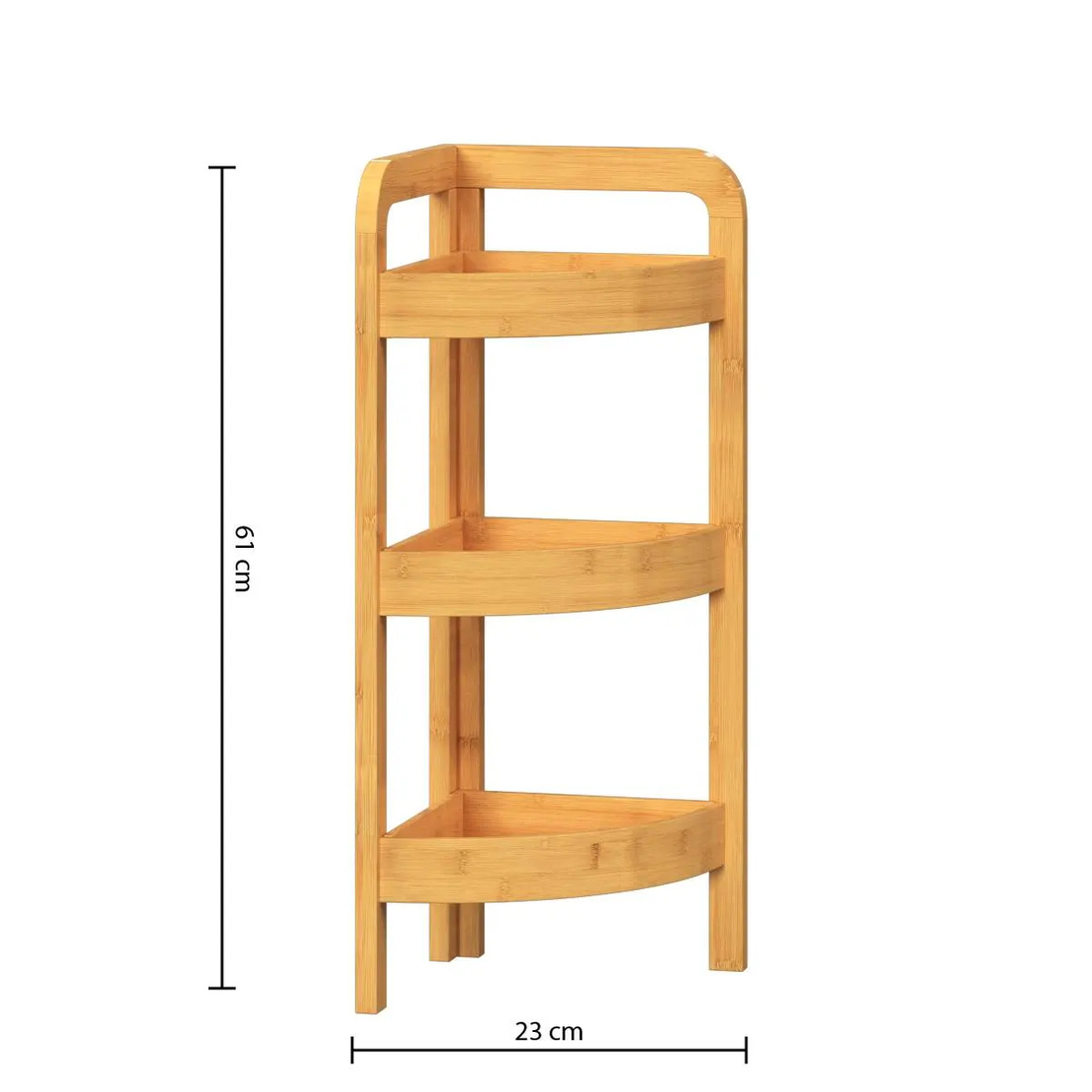 Etajera colt 5Five Bambou cu 3 rafturi, din lemn de bambus, 23x23x61 cm, bej natur