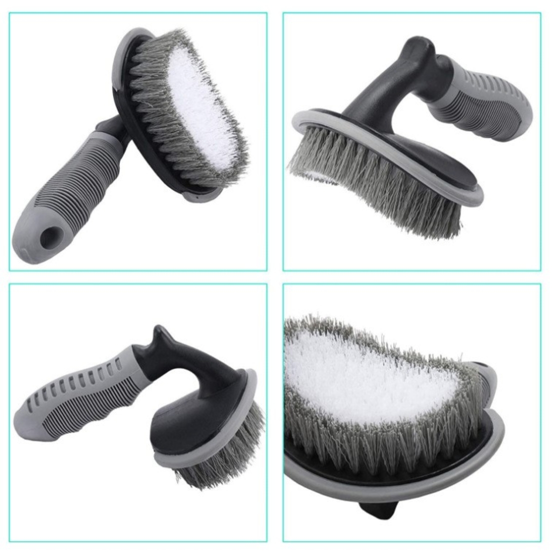 Set 12 Accesorii pentru Curatare Auto, Flippy, Interior si Exterior, Curatare Jante, Cauciucuri, Gri