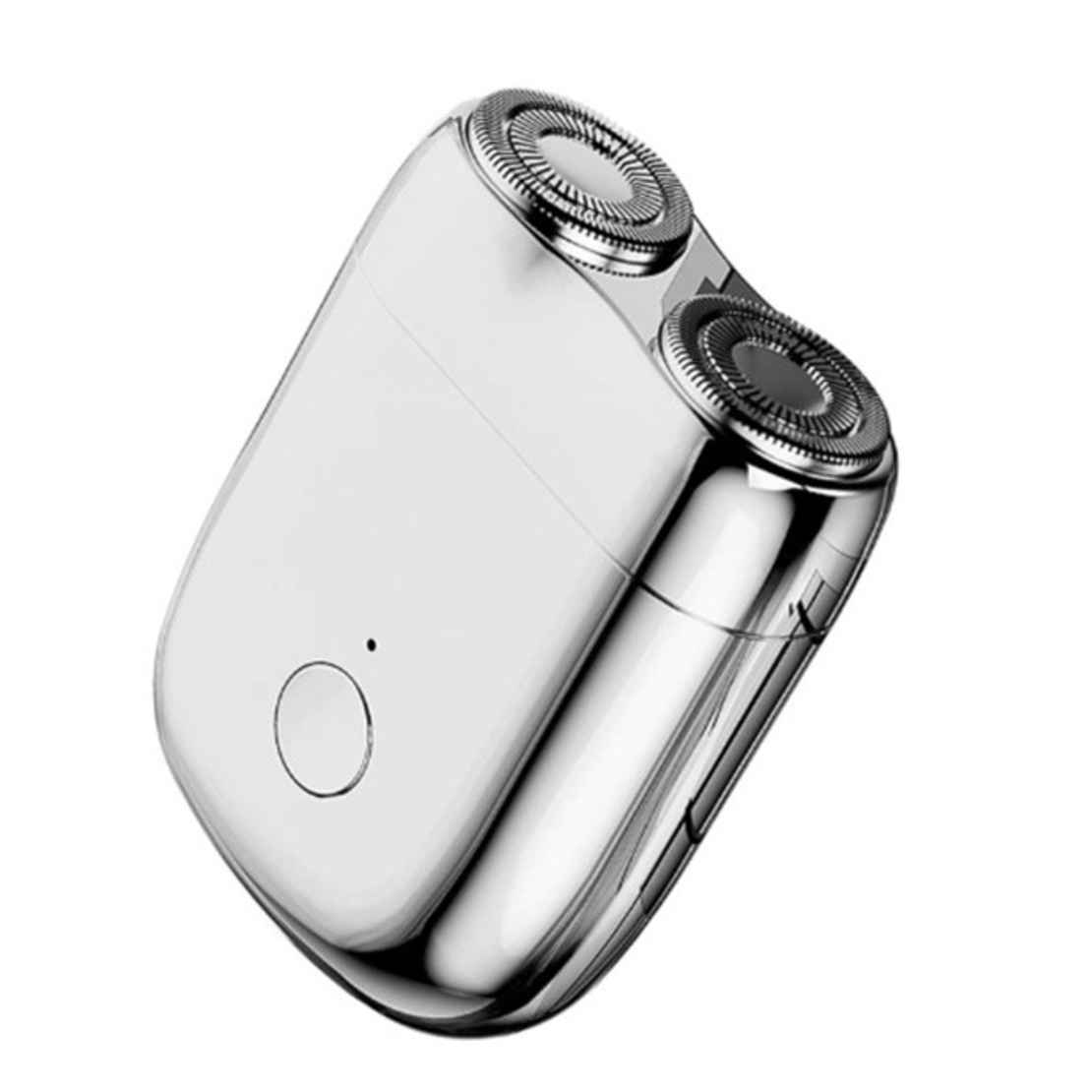 Mini Aparat de Ras Electric, Vafy, din ABS cu Fibra de Carbon, Portabil, Cap Rotativ Detasabil cu 2 Lame de Otel, Rezistent la Apa, Incarcare Type-C, Autonomie 45 min, Argintiu