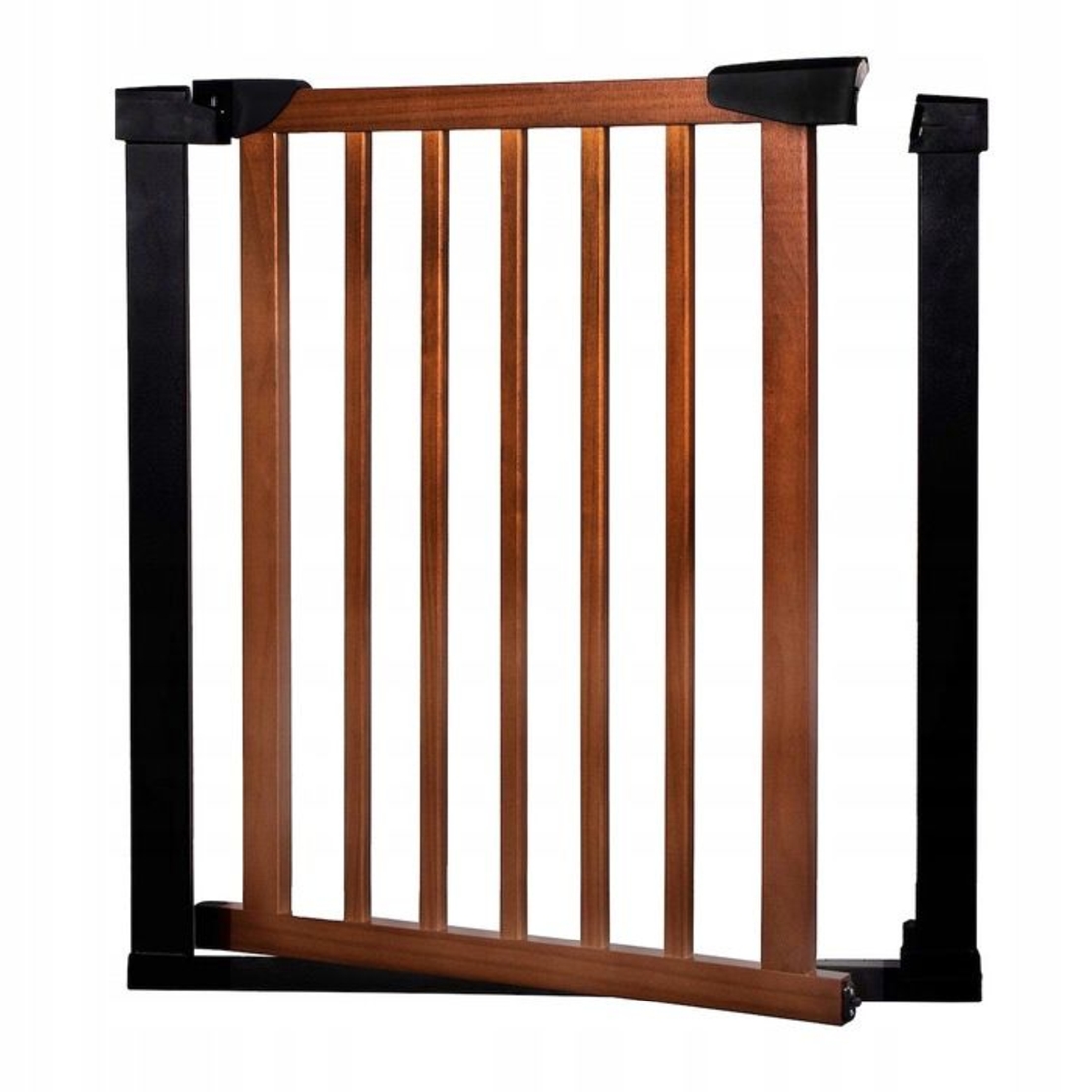 Poarta de siguranta Safety Gate pentru scari, ajustabila 103-110 cm, din otel si lemn, negru maro
