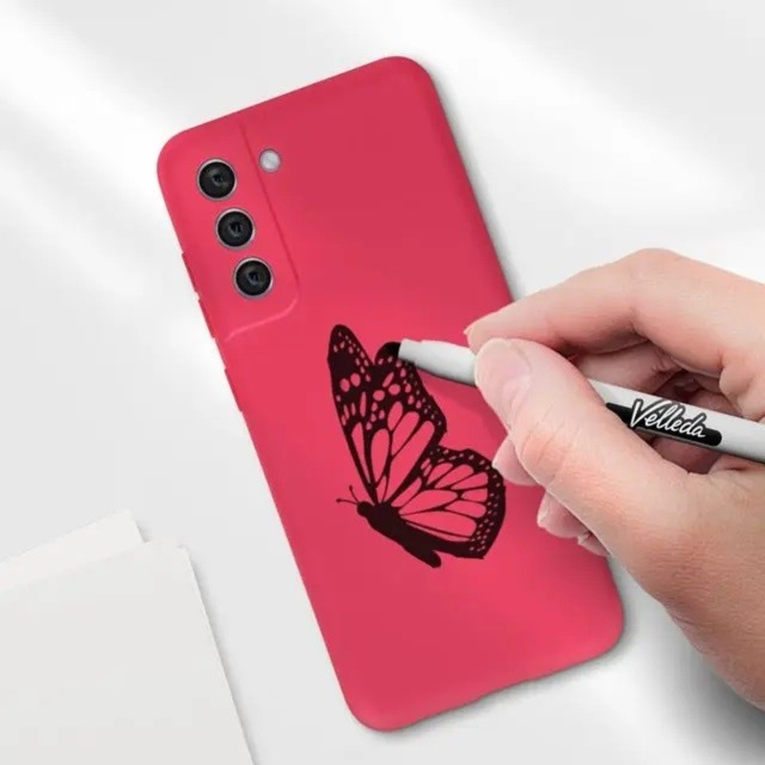 Husa protectie Vafy pentru Samsung S21 FE Liquid Silicone Fuchsia/Roz