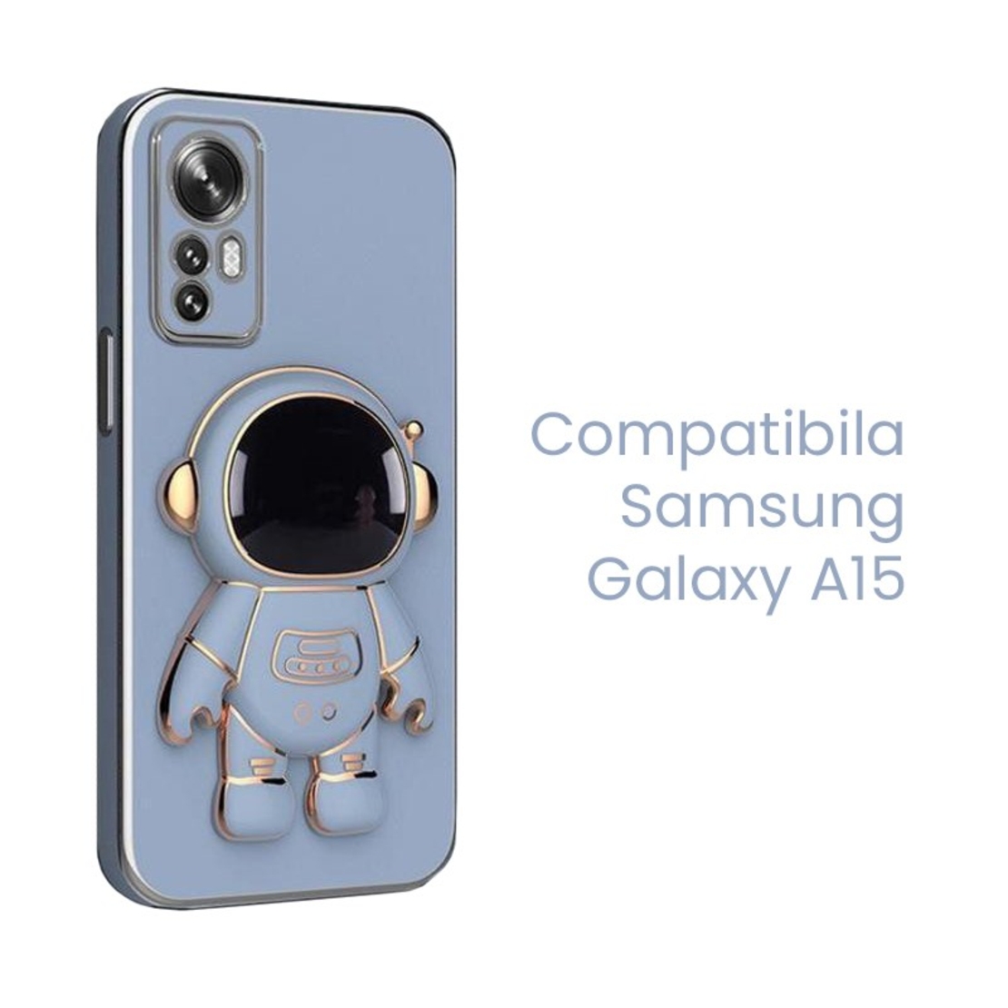 Husa de Protectie 2 in 1, Vafy, Husa de Protectie pentru Samsung Galaxy A15/A15 5G, Model Astronaut cu Suport, din TPU, Albastru