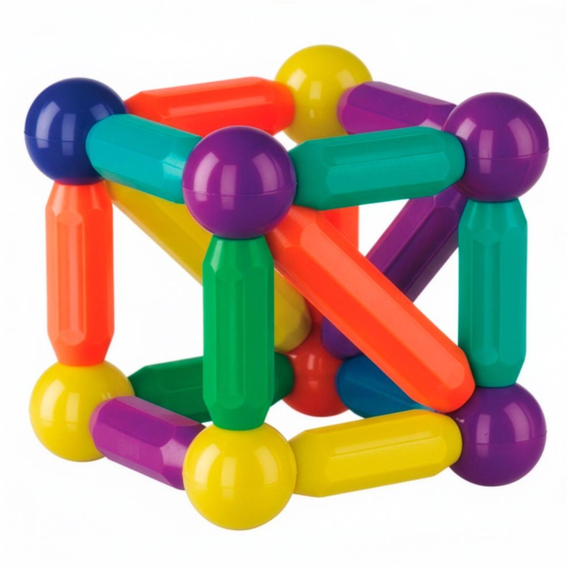Set de constructie din piese magnetice educative pentru copii 128 de piese, multicolor