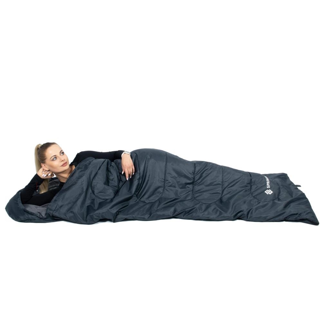 Sac de dormit tip mumie, cu geanta de transport, 210x73cm, 8-20grade, culoare gri