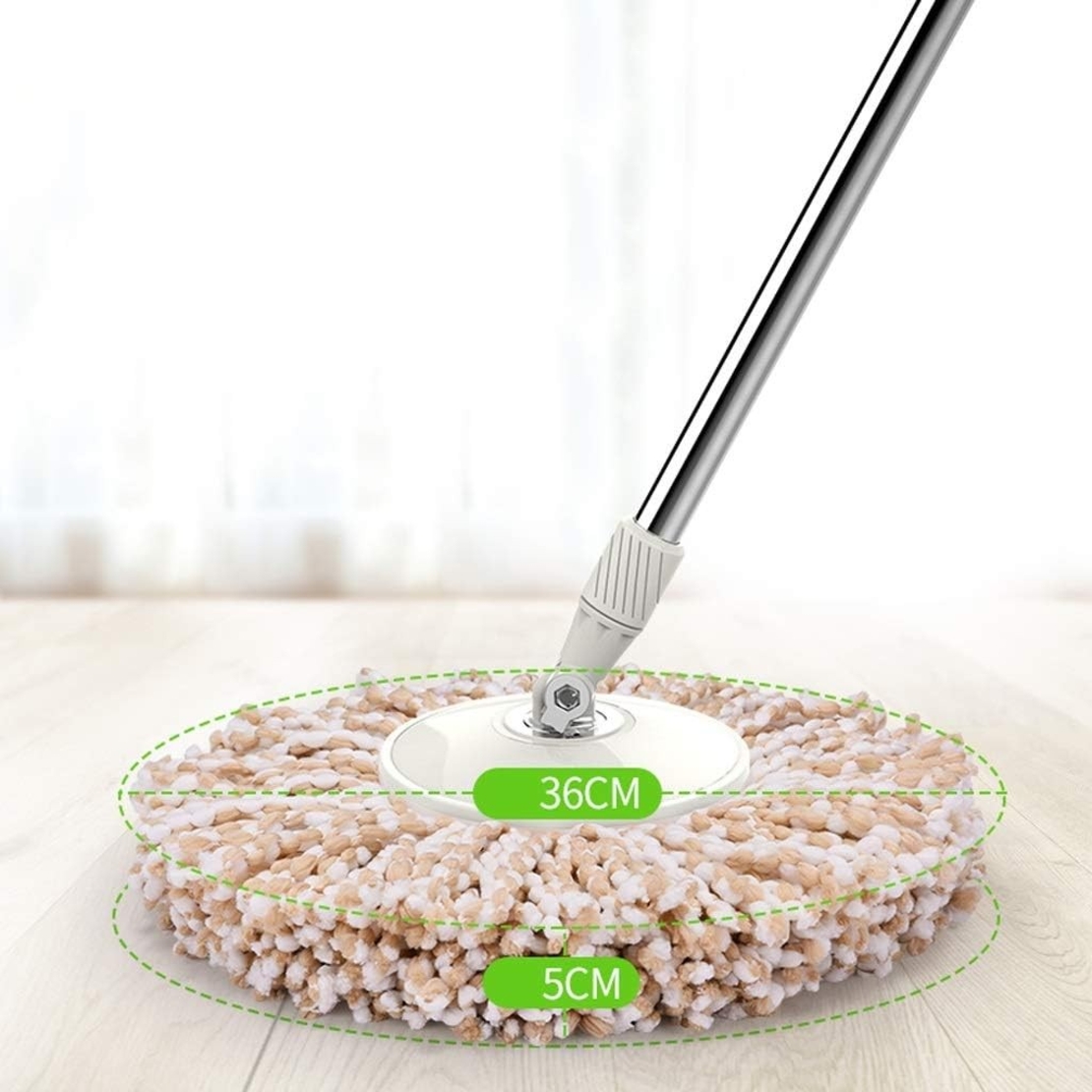 Set Galeata si Mop Rotativ 360°, Flippy, Cu Dubla Actiune Centrifuga, Pentru Uz Casnic, Maner din Otel Inoxidabil Telescopic, 2 Capte din Bumbac, 46x27x29 cm, Alb