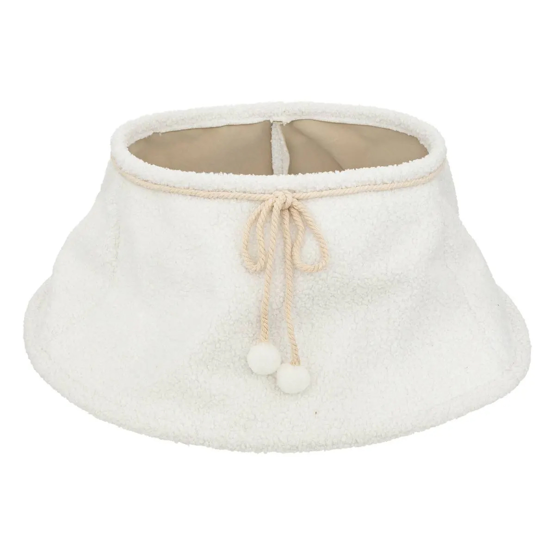 Husa decorativa tip fusta pentru bradul de Craciun, pufoasa, diametru 56 cm, alb