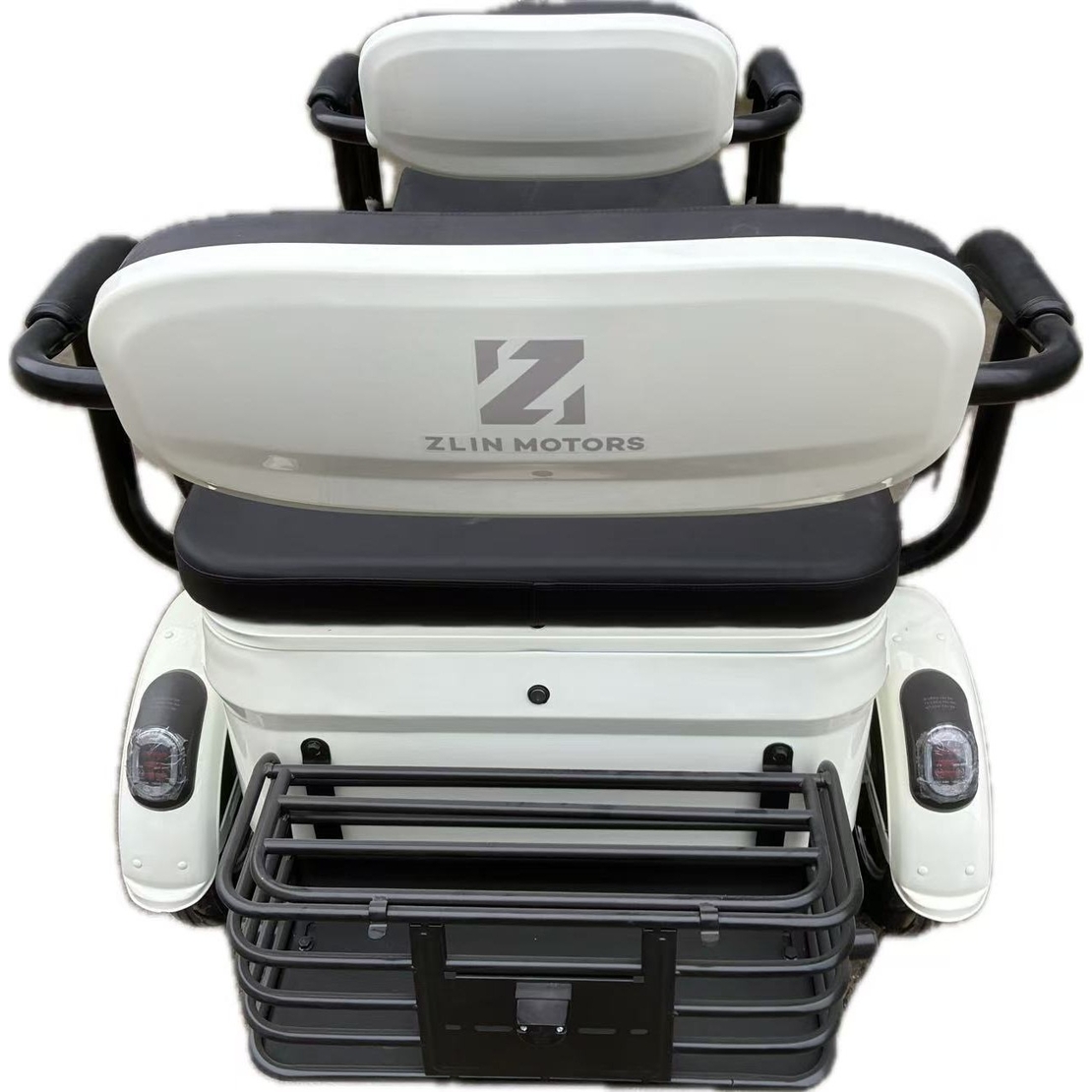 Triciclu Electric V6, Saige, Fara Permis, cu Doua Locuri, Motor 1800W, Baterie 72V24Ah, Autonomie 60km, 220x88x105 cm, Viteza Maxima 25km/h, Alb