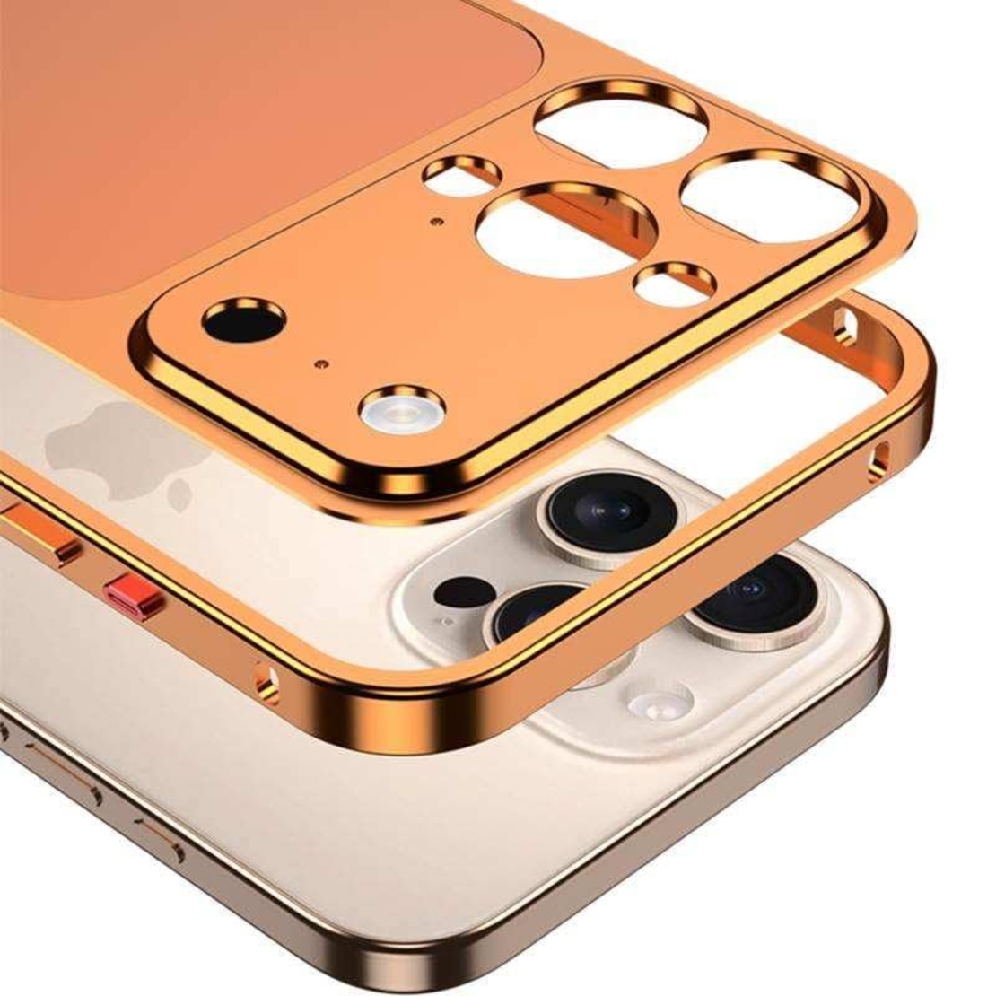 Carcasa Metalica, Vafy, Compatibila Apple iPhone 14 Pro Max, Creeaza Aspect de iPhone 17 Pro Max, Unibody Mat, Rezistenta la Zgarieturi, Portocaliu