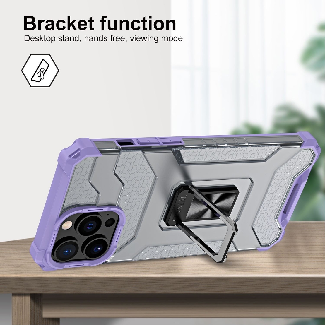 Husa de protectie Vafy compatibila cu Apple iPhone 13 Pro Acrylic Armor cu suport Mov