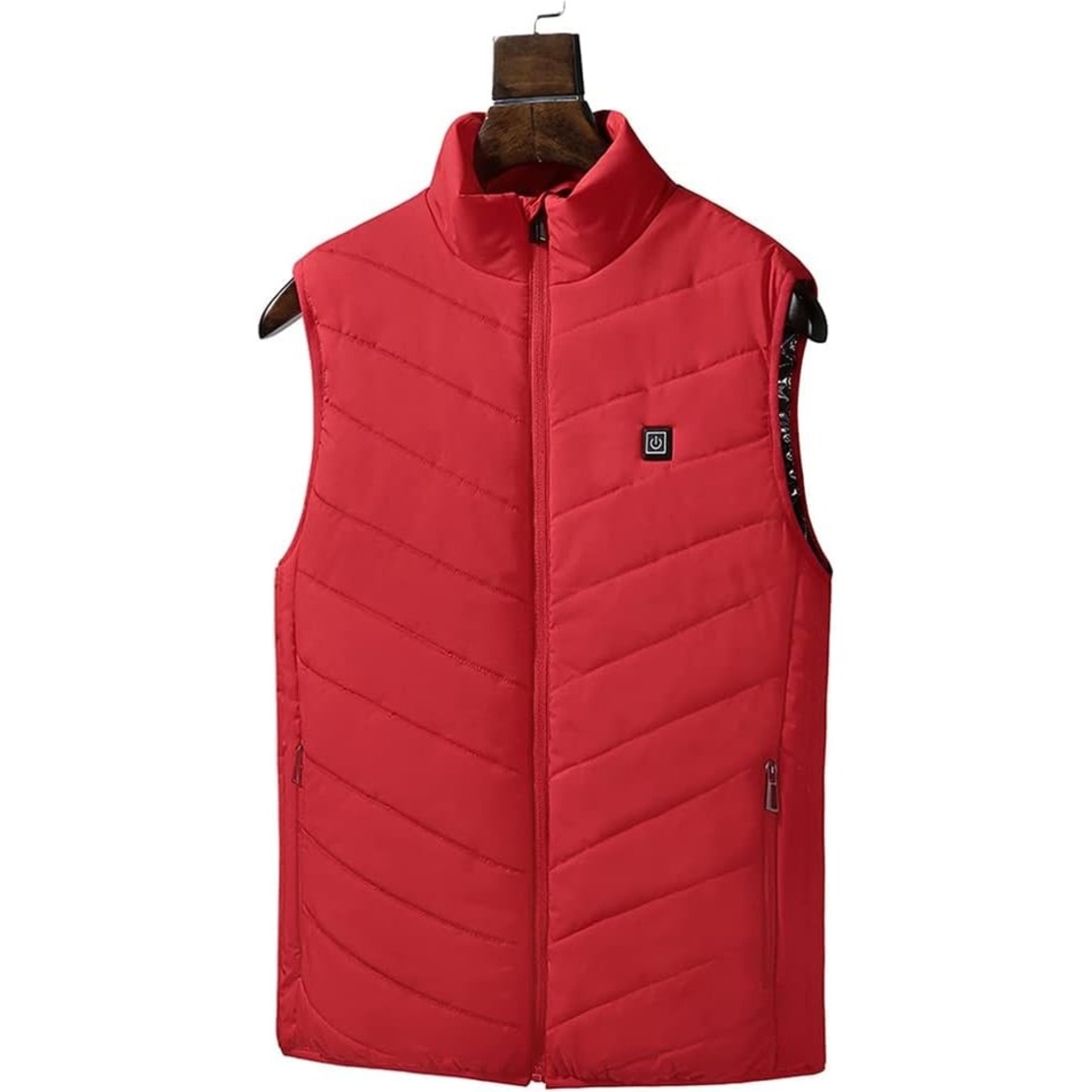 Vesta cu Incalzire, Vafy, Unisex, 2 Zone de Incalzire, Umplutura Bumbac, 3 Trepte de Temperatura, Incarcare USB, Rosu, 45 - 50 kg, Marime M