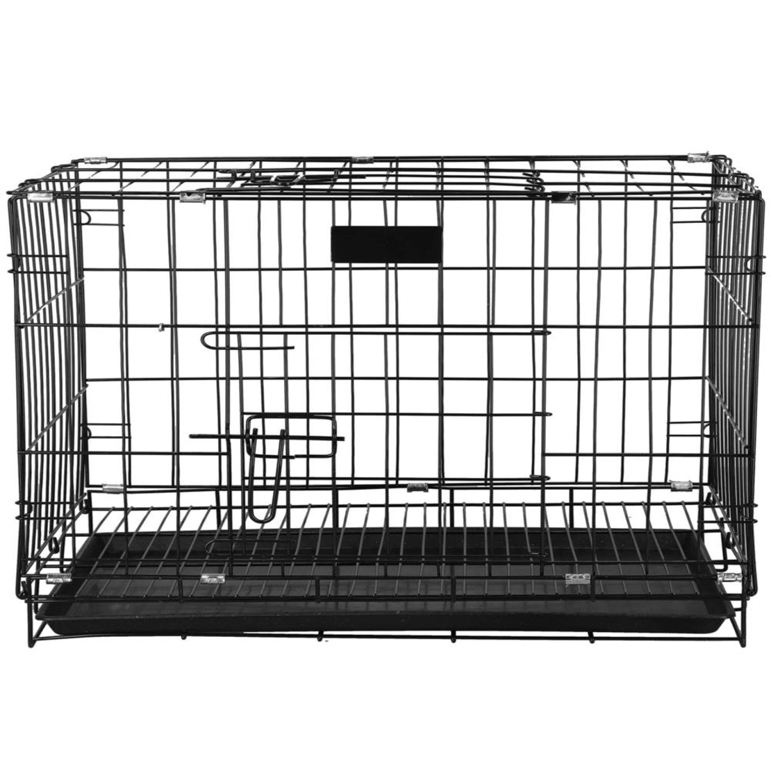 Cusca pentru animale, 2 usi, Pliabila din metal, XL, Negru, 93x67x56 cm
