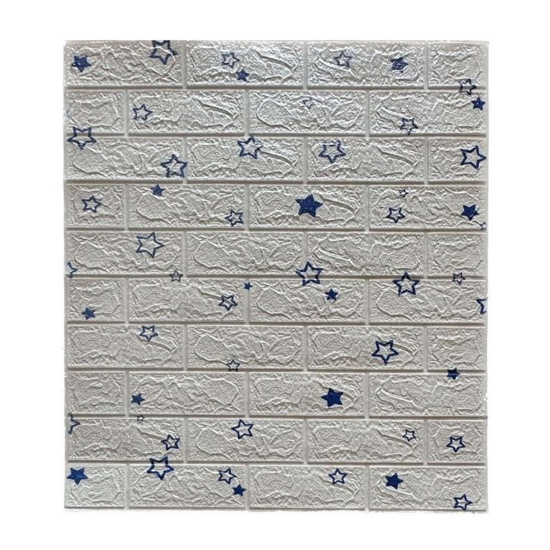 Set 10 Placi de Tapet, Flippy, Autoadezive, 70 x 77 cm, Suprafata Acoperita 5.3 mp, din PVC, Model Stelute Albastre, Alb