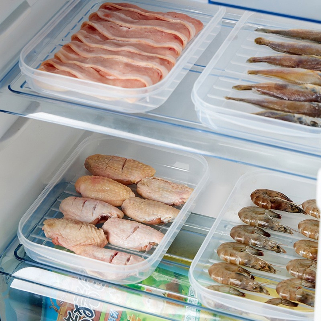 Cutie de depozitare de uz casnic, Flippy, Caserola pentru Frigider, Rezistenta la umiditate, Rezervor Sigilat pentru Depozitare Alimentara, 24.5 x 18.5 x 3.5cm, Alb Transparent