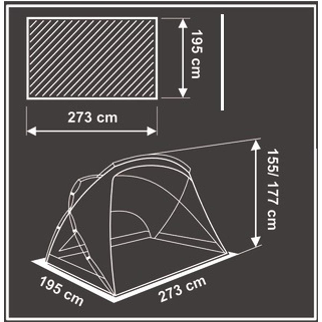 Cort plaja pentru 4 persoane, cu podea, protectie UV, 273x195x177 cm, albastru