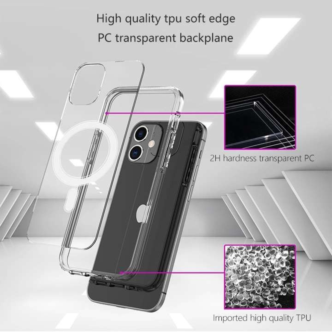 Husa protectie Vafy compatibila cu Apple iPhone 12 Pro Max Mag Safe Silicone Transparent