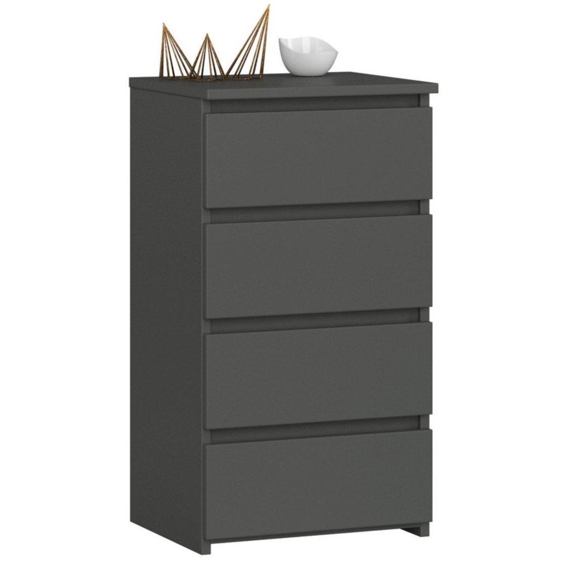 Comoda cu 4 sertare, PAL laminat 16mm, 40x35x74 cm, gri grafit