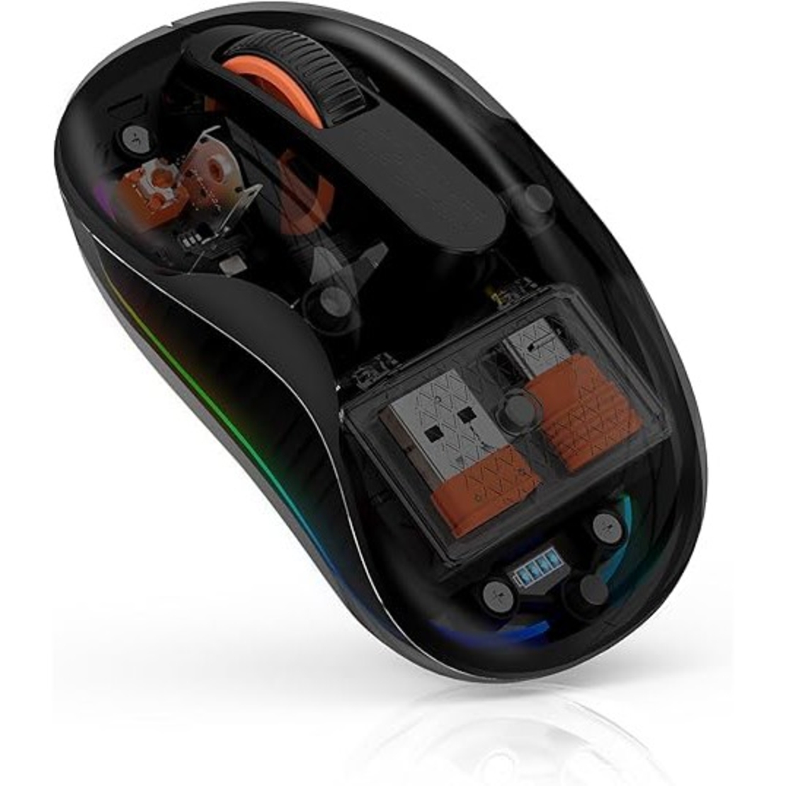 Mouse Wireless, Vafy, Dual Bluetooth, 2.4 GHz, Multi Device, USB-C, 4 Niveluri DPI 800-2400, Reincarcabil, Iluminare LED, Compatibil MacBook/iPad/Laptop, 10 x 6 cm, Negru