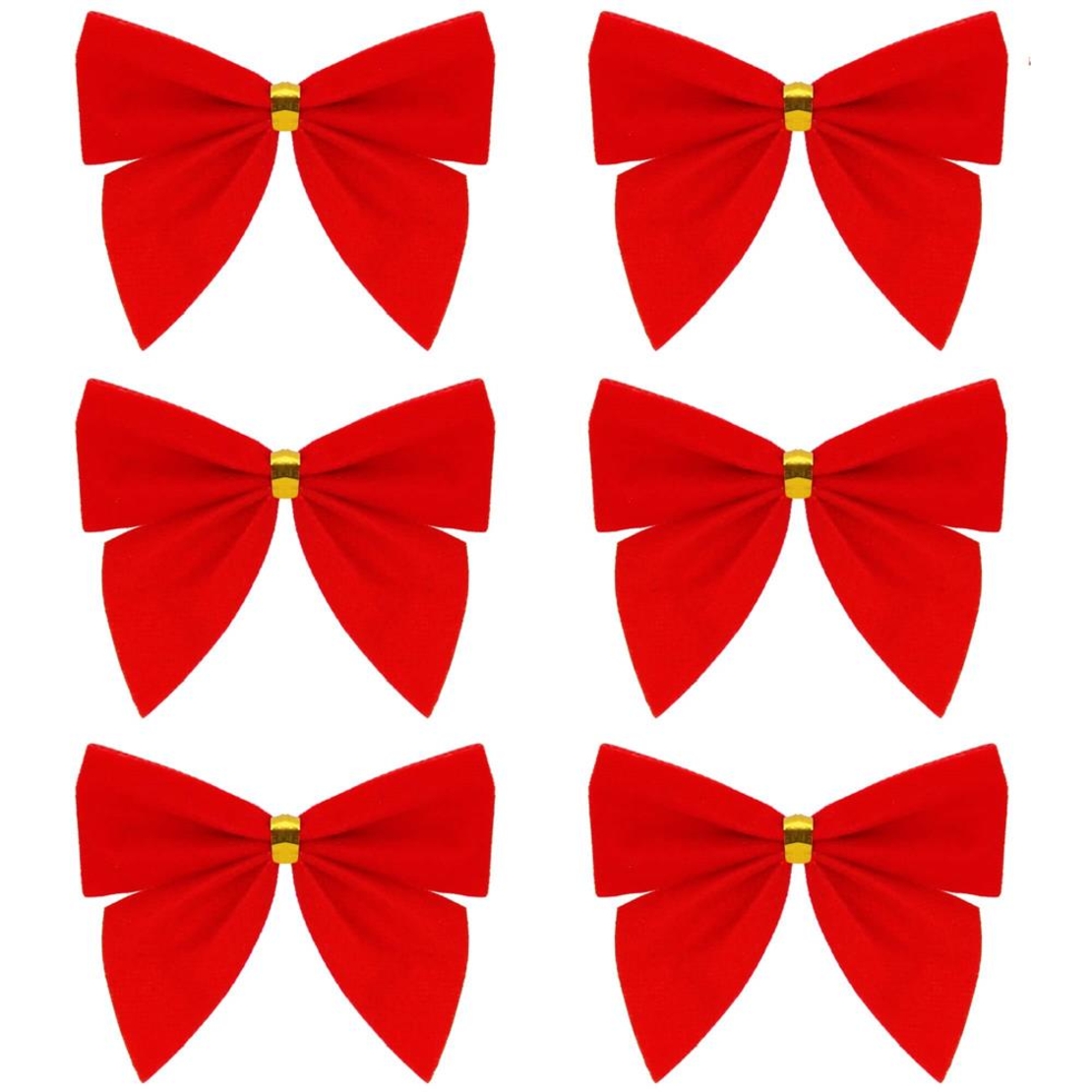 Set 6 ornamente pentru bradul de Craciun, fundita, 8cm, rosu
