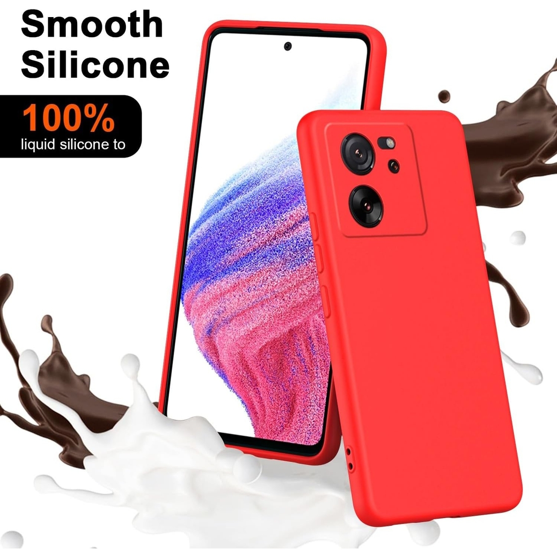 Husa de Protectie, Vafy, pentru Xiaomi Redmi 13T, Liquid Silicone, cu Microfibra pe Interior, Protectie Antisoc, Compatibil Incarcare Wireless, Rosu