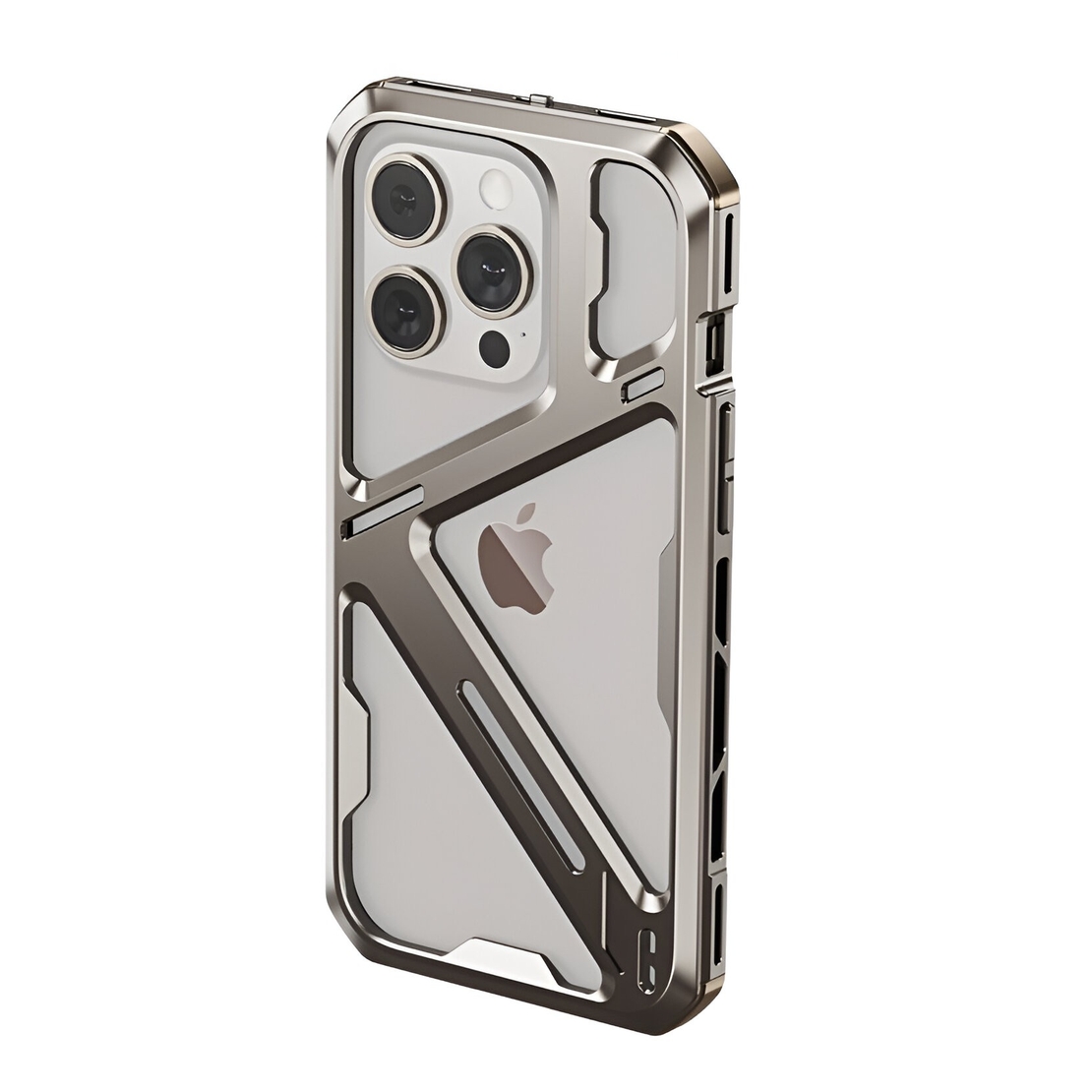 Husa de Protectie Armor Metal Compatibila cu iPhone 15 Pro Max, Vafy, Antizgariere, Antisoc, Protectie Supraincalzire, Gri Metalizat