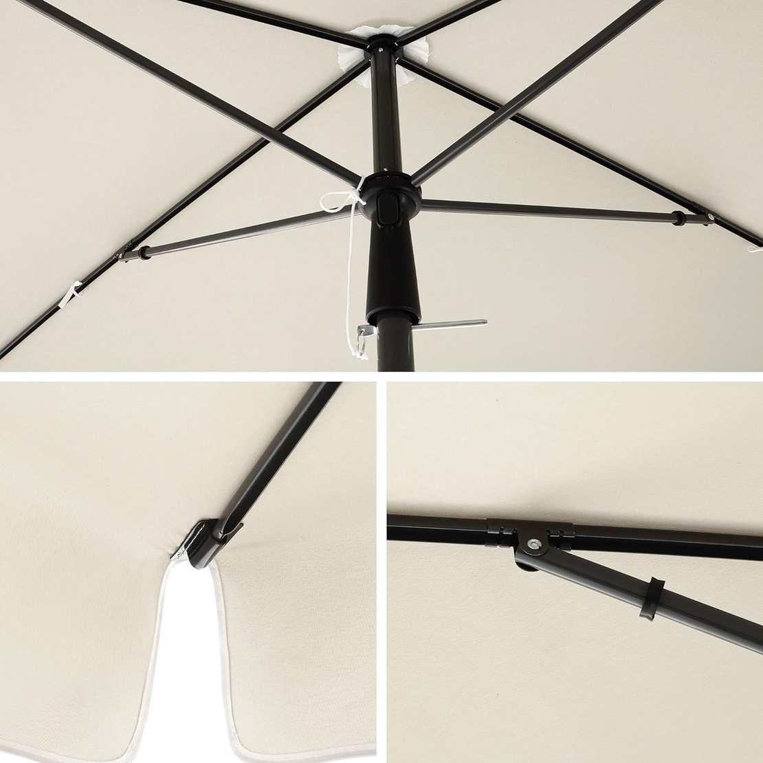 SONGMICS Umbrela terasa gradina sau plaja, inclinare 2 directii, protectie UV UPF 50+, 180x125 cm, bej