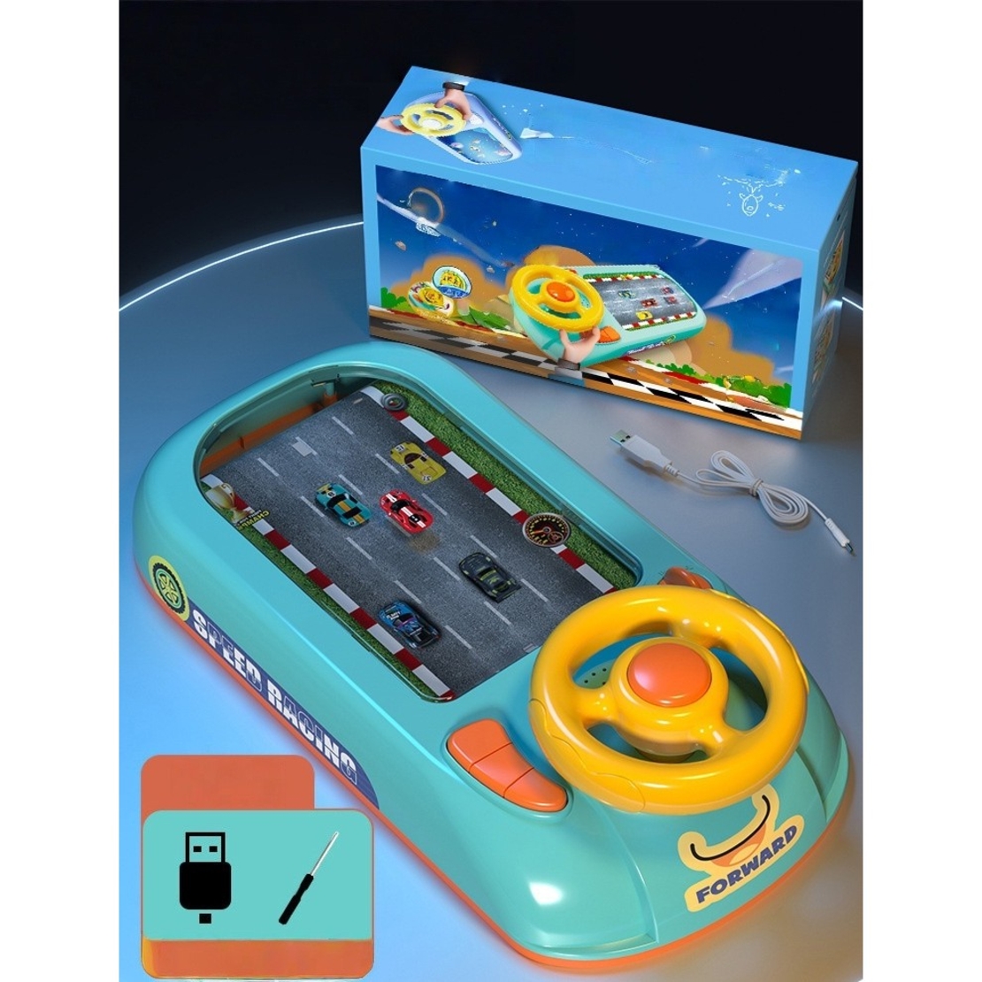 Joc Simulator de Condus, Flippy, 3-6 Ani, Volan Interactiv, Efecte Sonore, din ABS, USB Inclus, Verde
