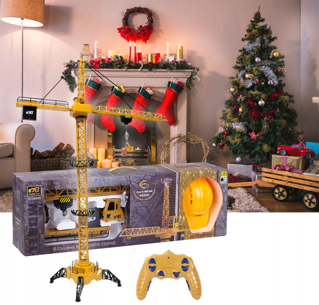 Macara construction RC pentru copii, 128 cm, cu lumini, sunete si accesorii incluse