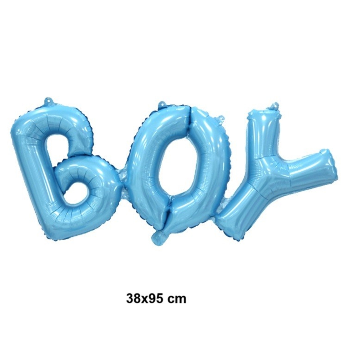 Set Baloane din Folie Metalizată, Vafy, Model Scris Boy, 38x95 cm, Tematica Baby Shower, Baloane Party, Ambalaj Individual, Pai Inclus, Umflare cu Aer sau Heliu, Albastru