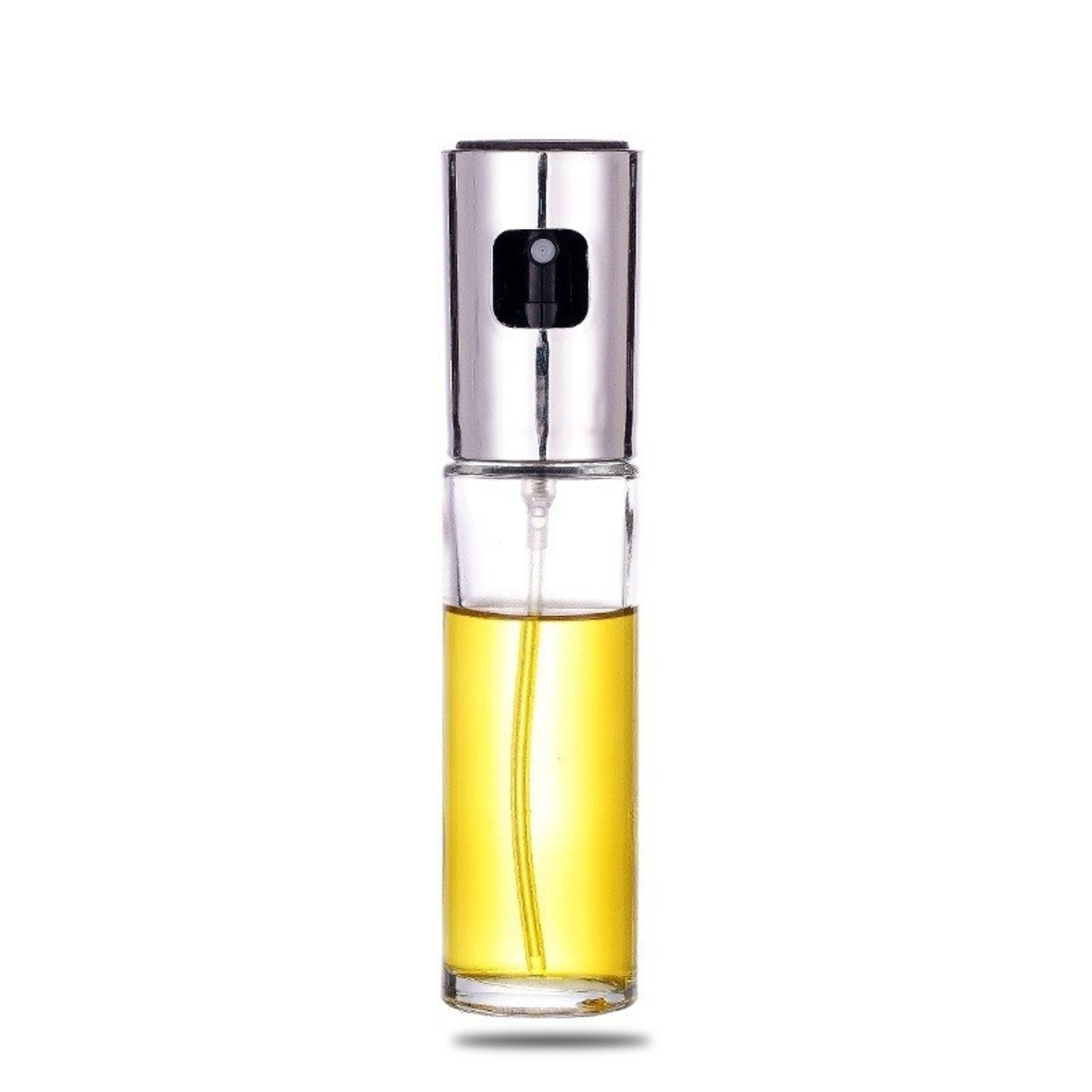 Pulverizator Ulei, Otet, Vafy, din Sticla, 100 ml, Reincarcabil, 18.3 x 4.3 cm, Capac Lucios, Argintiu