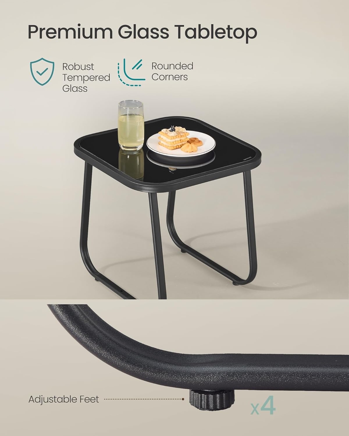 SONGMICS Set mobilier gradina cu 2 scaune balansoar si masa, cadru metalic, negru