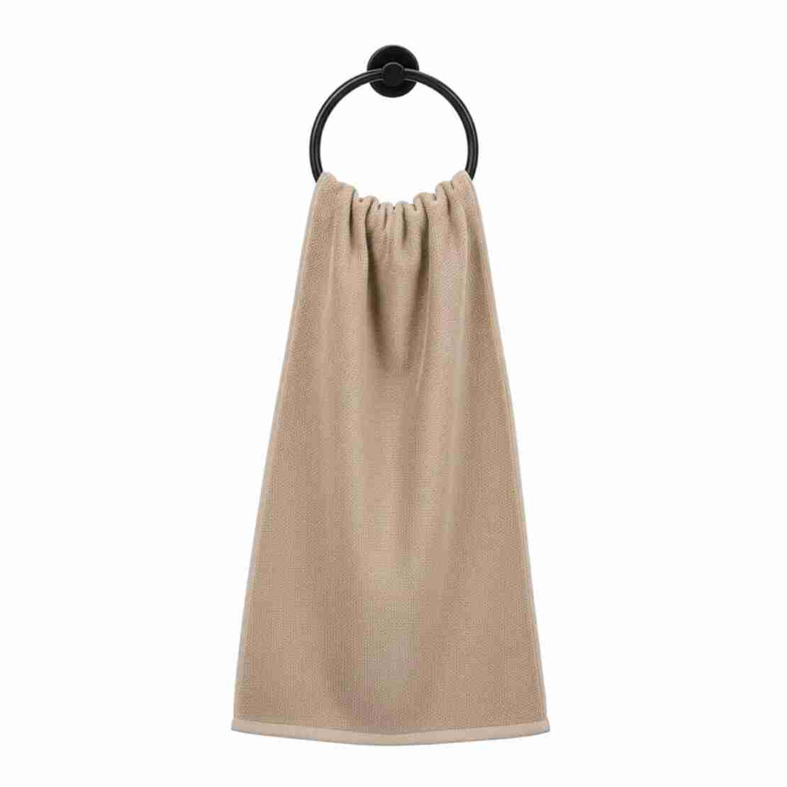 Suport metalic tip inel pentru prosop, inox cu finisaj mat, diametru 17 cm, accesorii montaj incluse, negru