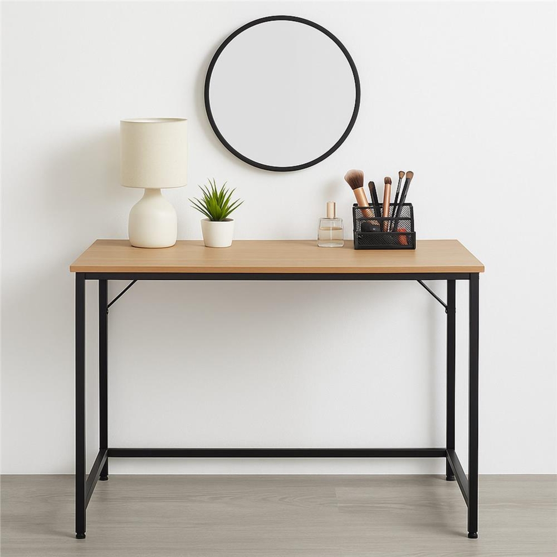 Birou cu blat MDF si cadru metalic, 100x50x76 cm, maro deschis