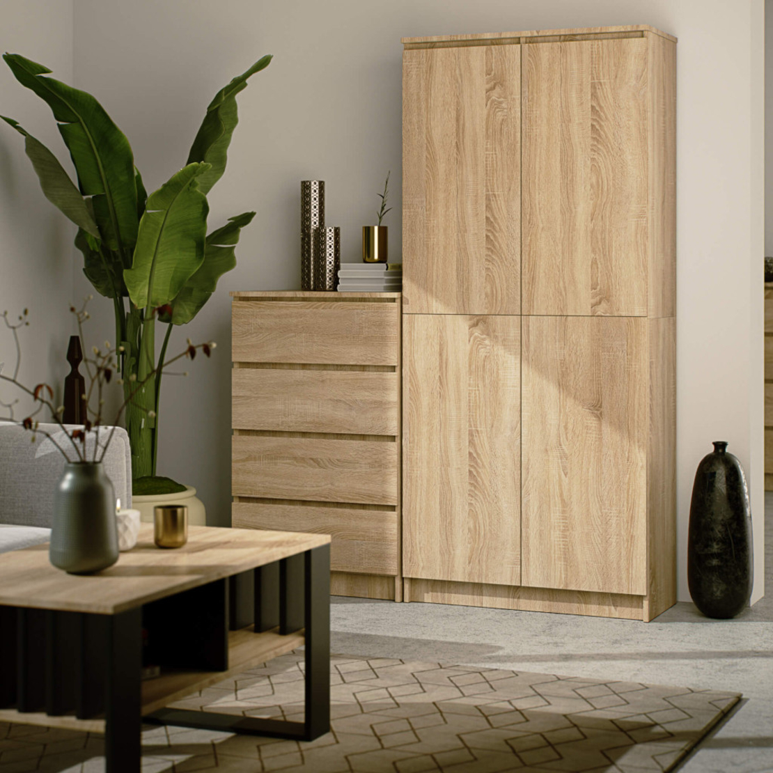 Dulap cu 8 etajere, PAL laminat 16 mm, 80x35x180 cm, stejar sonoma