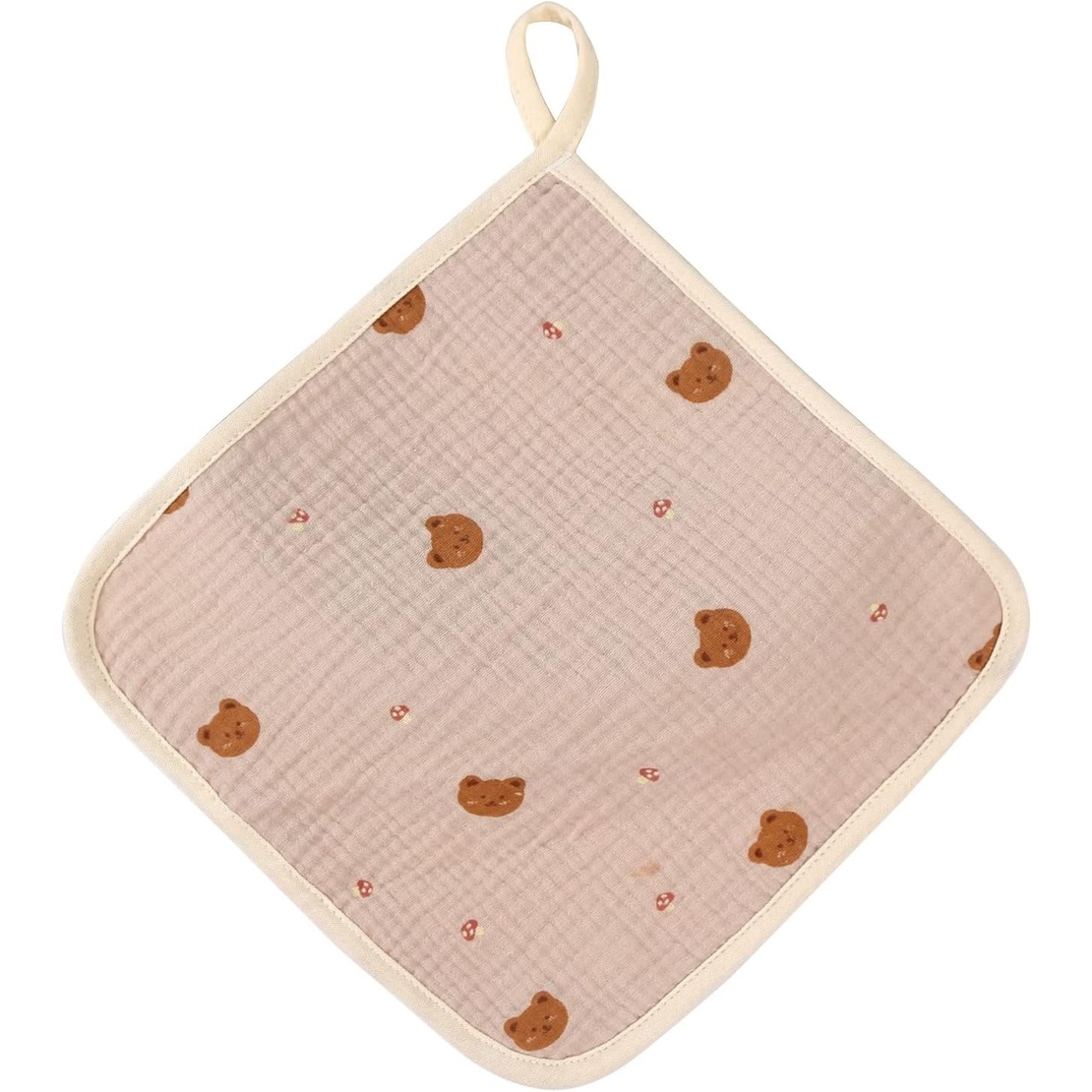 Prosop Absorbant, Flippy, din Bumbac, 25 x 25 cm, Model Ursuleti, cu Agatatoare, Crem