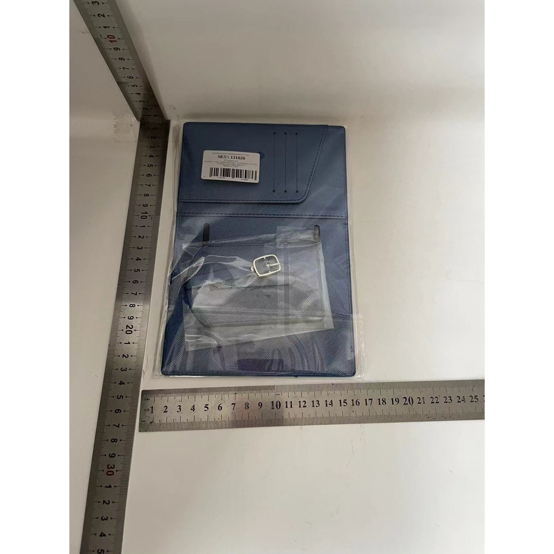Portofel pentru Pasaport si Carduri, Vafy, 23x16 cm, 70g, din Piele PU, Suport Pix, Accesoriu Suport Eticheta, Unisex, Multifunctional, Albastru