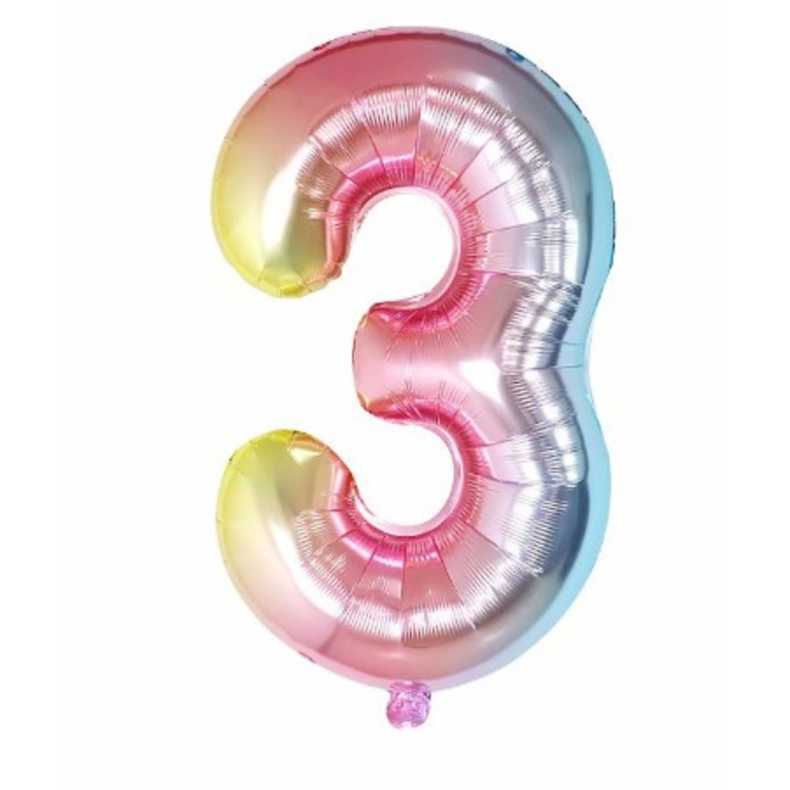 Balon din Folie Metalizata Flippy, Figurina Cifra Gradient, Tema Aniversare 40 cm, Ambalaj Individual, Pai inclus, Umflare cu Aer sau Heliu, Multicolor, Cifra 3