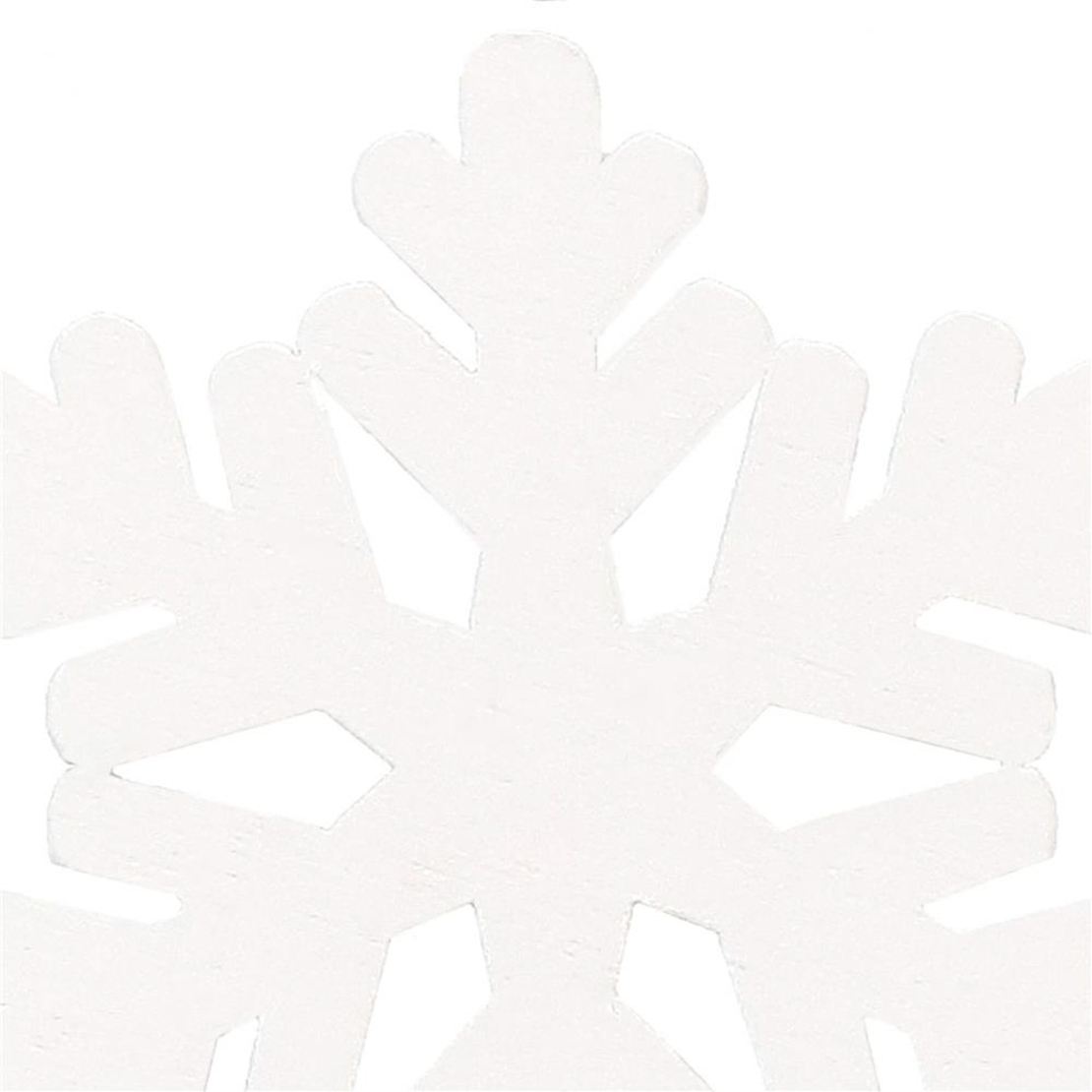 Decoratiune brad fulg de zapada din lemn, set 6 bucati, 4cm, alb